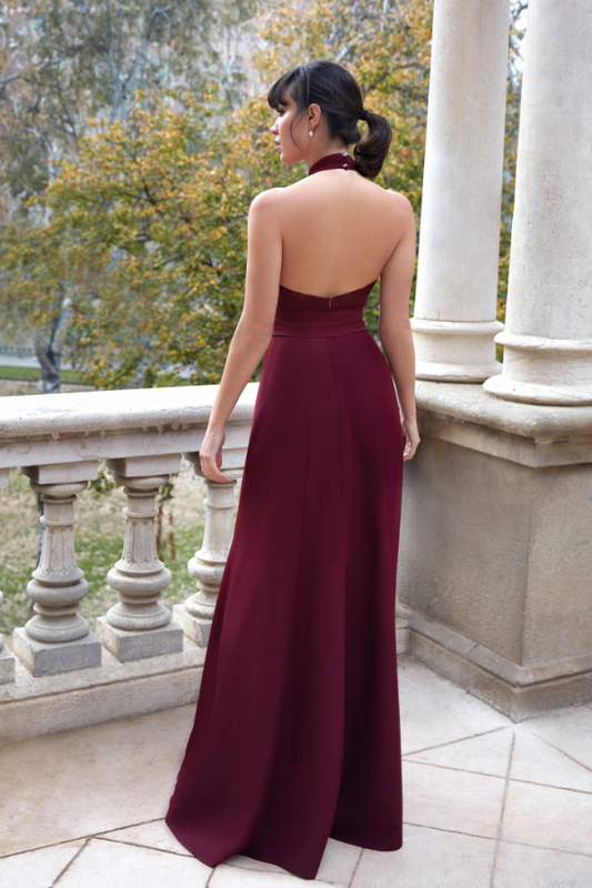 Senya Vestido Halter Amarrado Ao Pescoço Com Ombros Costas À Mostra Saia Sereia Com Abertura Lateral E Ajuste No Tronco