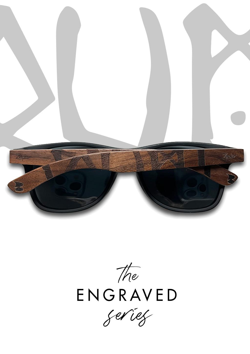 Eyewood Óculos de Sol de Madeira Gravados com Runas Viking Suomi Estilo Wayfarer Artesanais