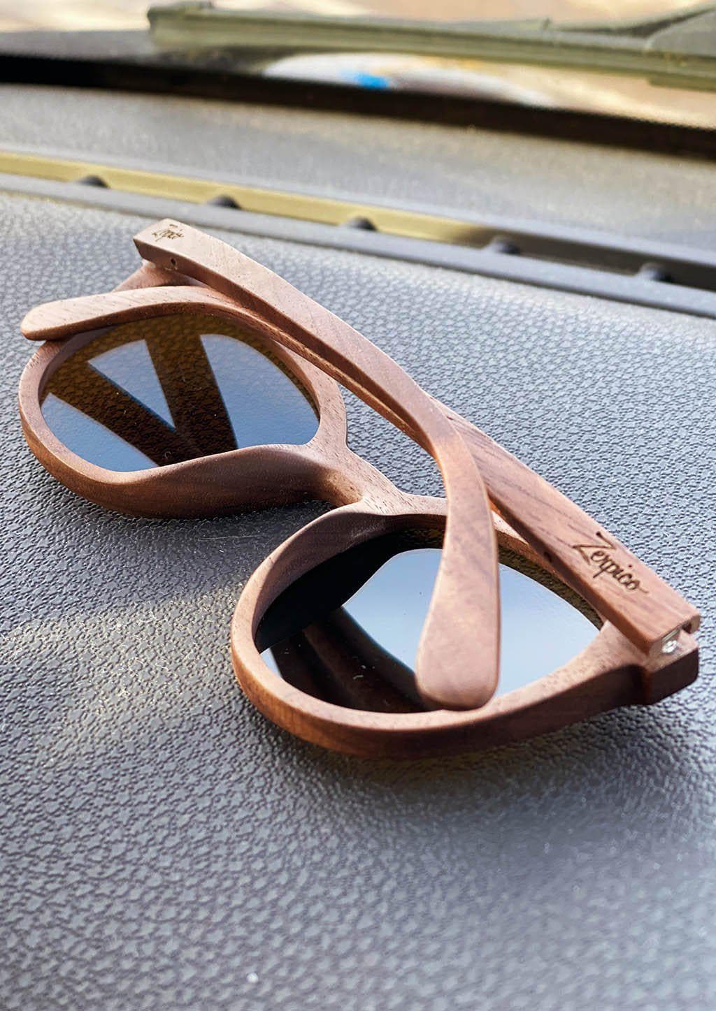 Eyewood Savannah Óculos de Sol em Madeira com Lentes Polarizadas UV400 e Espelho Azul