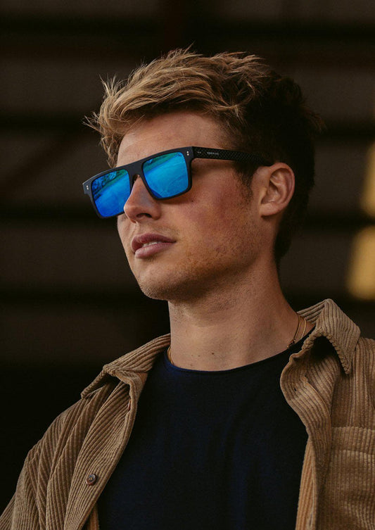 Óculos de Sol Hybrid Cubic Carbono e Acetato Estilo Quadrado Moderno Conforto Durável