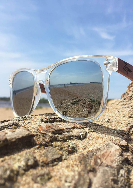 Eyewood Wayfarer Crystal Óculos de Sol em Madeira Jacarandá com Lentes Polarizadas