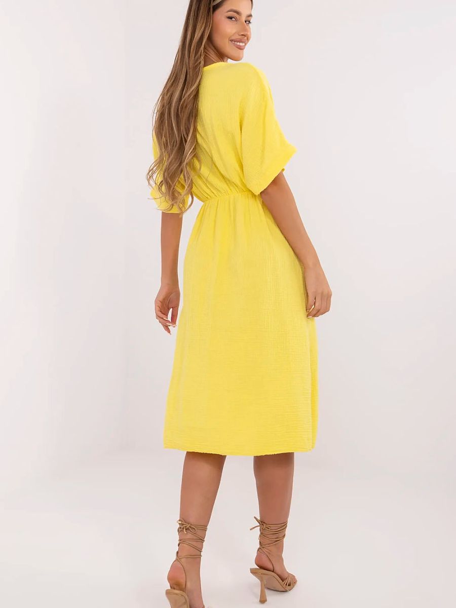 Vestido Daydress Modelo 213277 Italy Moda Em Muselina Respirável 100 Por Cento Algodão Silhueta Flare
