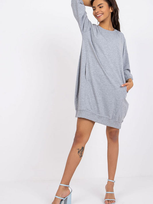 Vestido Daydress Modelo 162961 Algodão Com Caimento Solto Mangas 3 Quartos Bolsos Frontais Casual Moderno