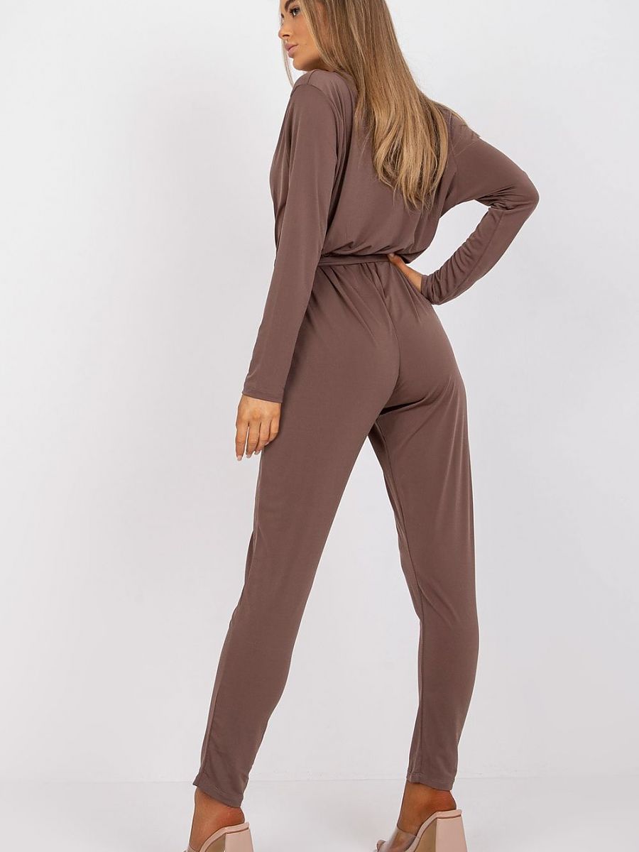 Macacão Manga Longa Ex Moda Modelo 164747 Frente Envelope Com Cinto Na Cintura Ajuste Elegante