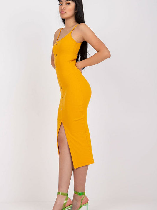 Vestido Verão Modelo 168159 Rue Paris Tecido Canelado Com Alças Botões Frontais Lápis Conforto Algodão 90 Elastano 10