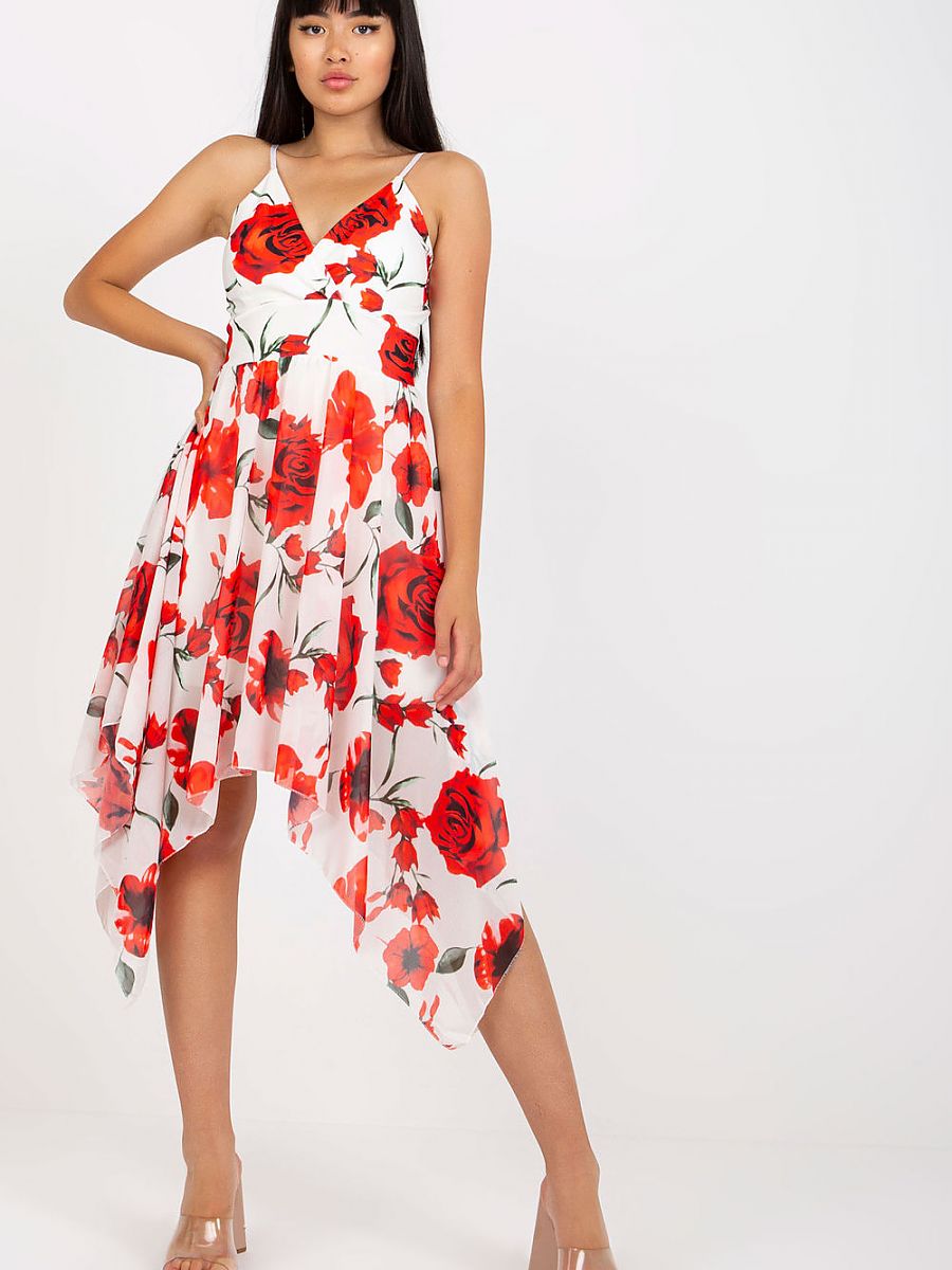 Vestido De Verão Daydress Modelo 169424 Italy Moda Com Alças Ajustáveis Decote Envelope Bojo Costurado Barra Assimétrica