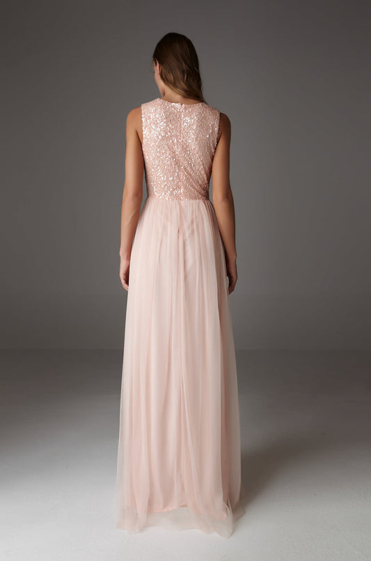 Tania Maxi Vestido Longo Bordado Com Lantejoulas Feito Em Espanha Elegante E Fluido