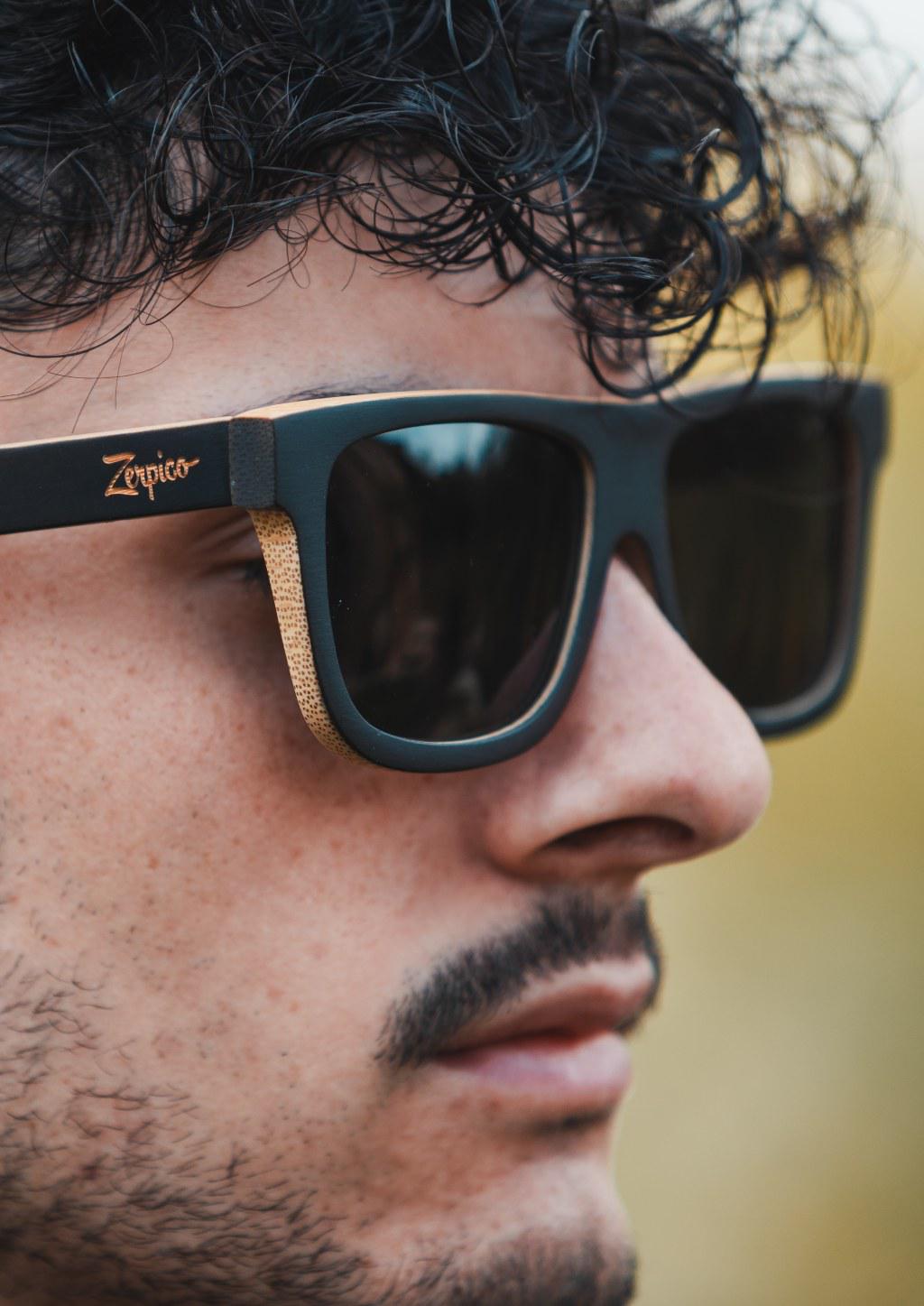 Óculos De Sol Dream Series Edição Limitada Preto Marrom Formato Quadrado Em Bambu Sustentável Lentes Pretas