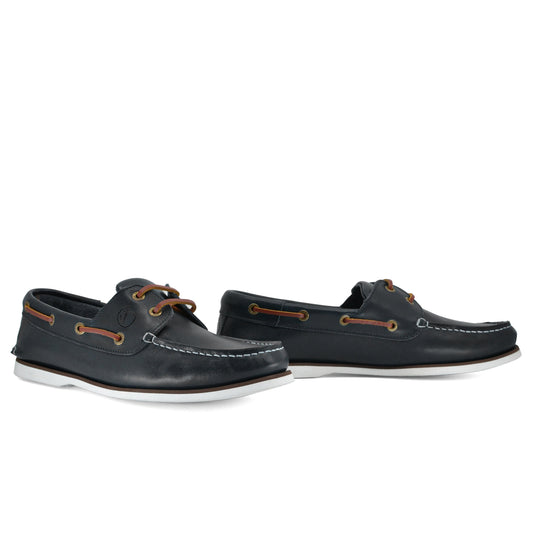 Par de sapatos náuticos Zlatni masculinos em couro premium, sola de borracha não marcante, cadarços castanhos.