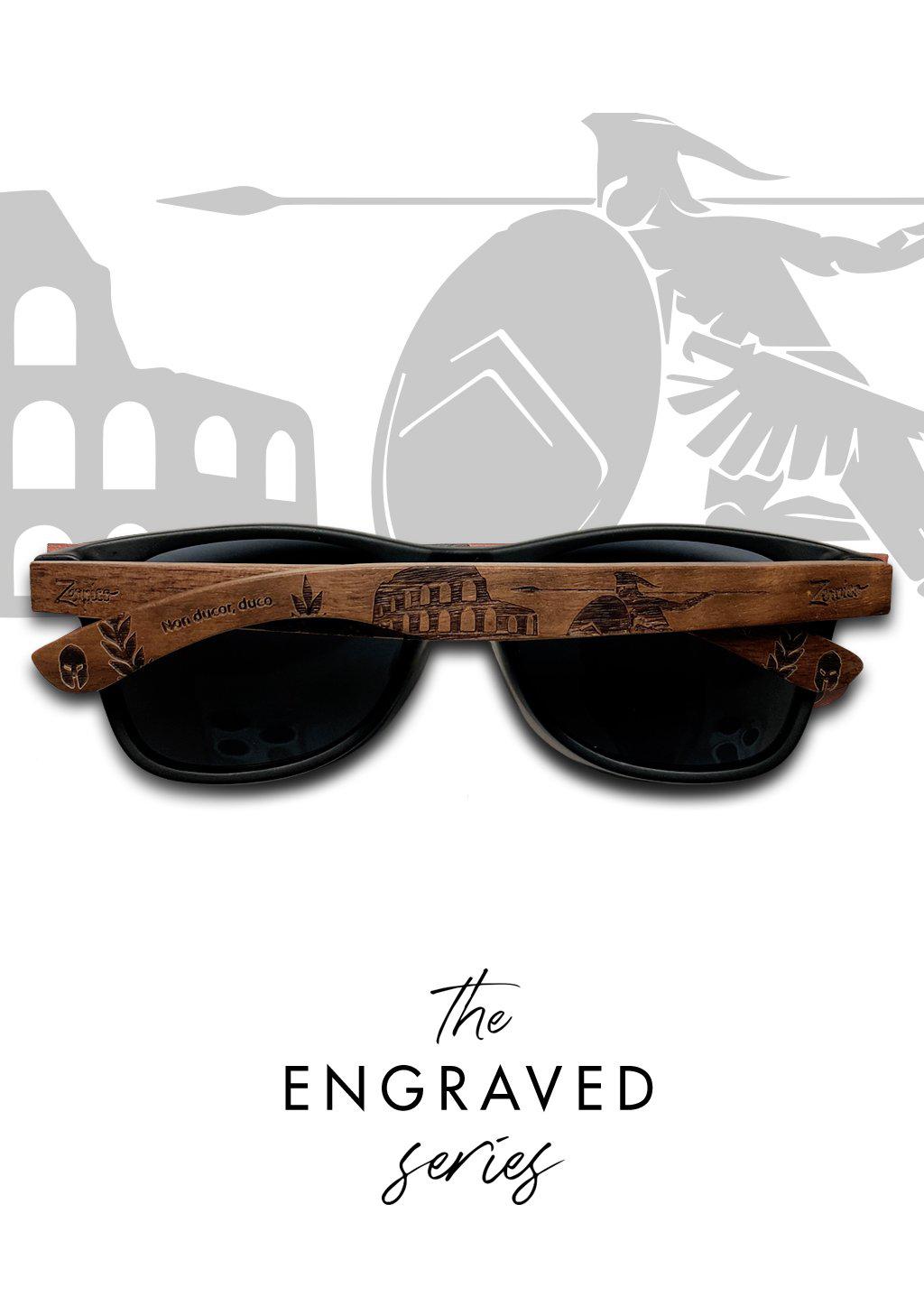 Óculos De Sol De Madeira Gravados Eyewood Gladiator Wayfarer Com Armação De Plástico E Hastes De Mogno
