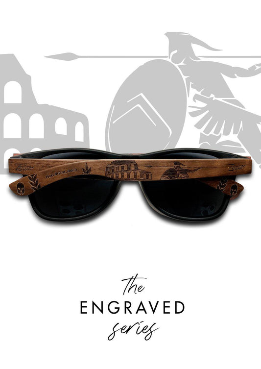Óculos De Sol De Madeira Gravados Eyewood Gladiator Wayfarer Com Armação De Plástico E Hastes De Mogno