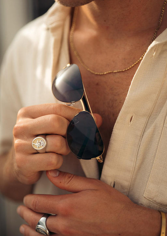 Óculos de Sol Aviador de Titânio Banho de Ouro 24K V2 Luxo com Lentes Intercambiáveis