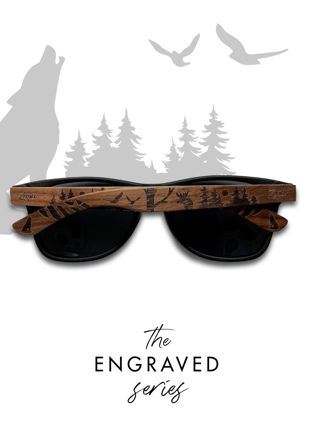 Eyewood The North Óculos De Sol De Madeira Gravados No Estilo Wayfarer Com Armação Plástica E Hastes Em Nogueira