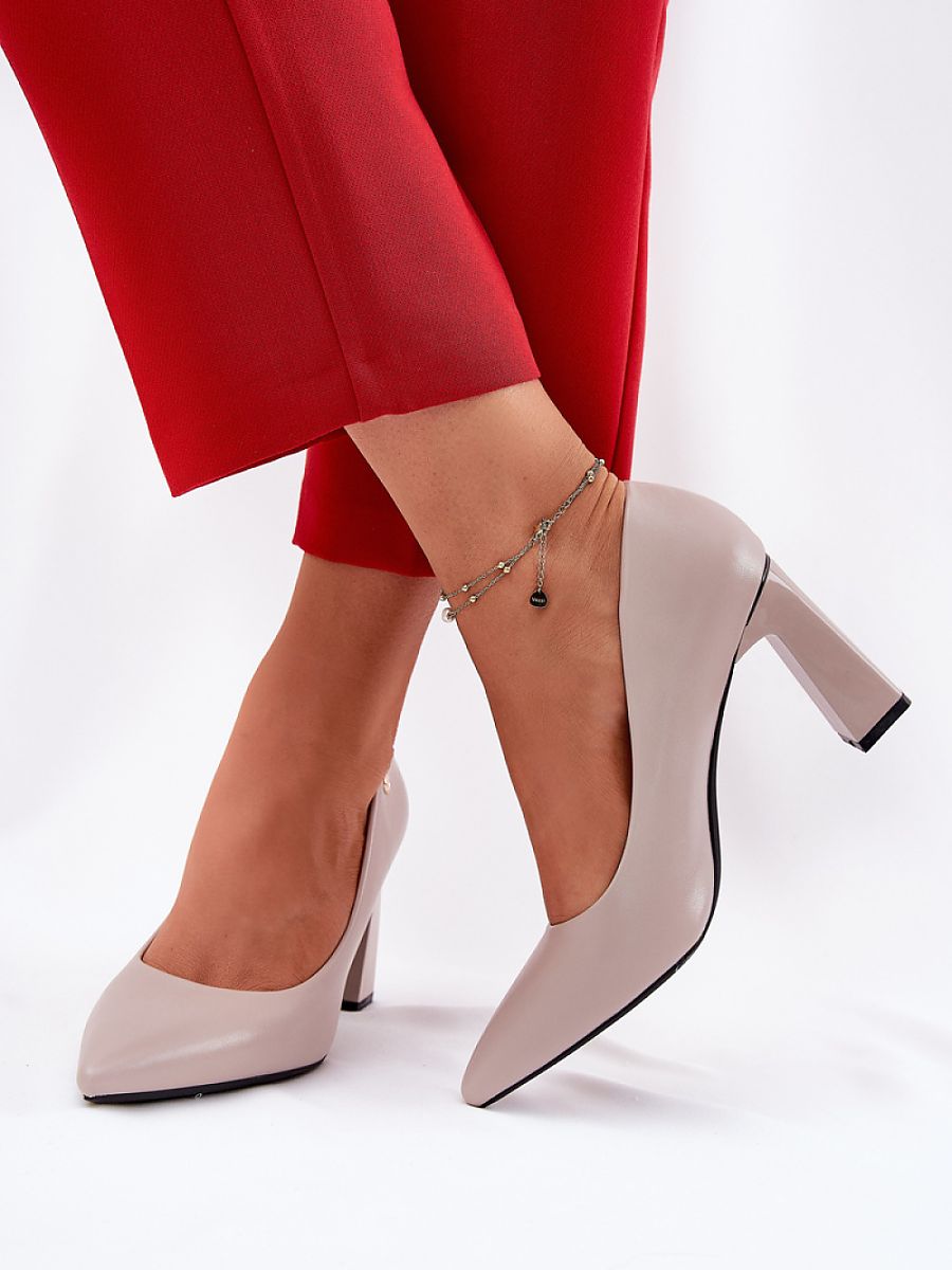 Scarpin Salto Bloco Modelo 211987 Estilo Step In Com Couro Ecológico E Palmilha Confortável