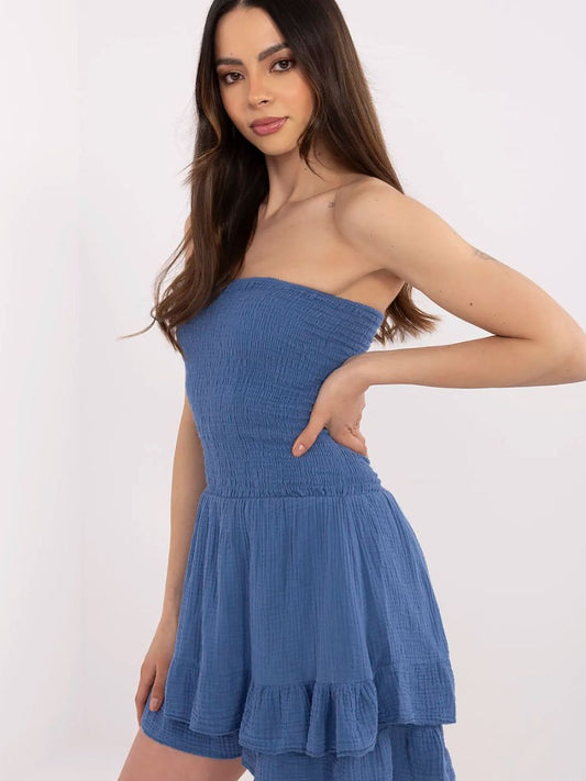 Macacão Italy Moda Modelo 212516 Em Algodão Confortável, Sem Mangas, Pernas Curtas, Visual Casual