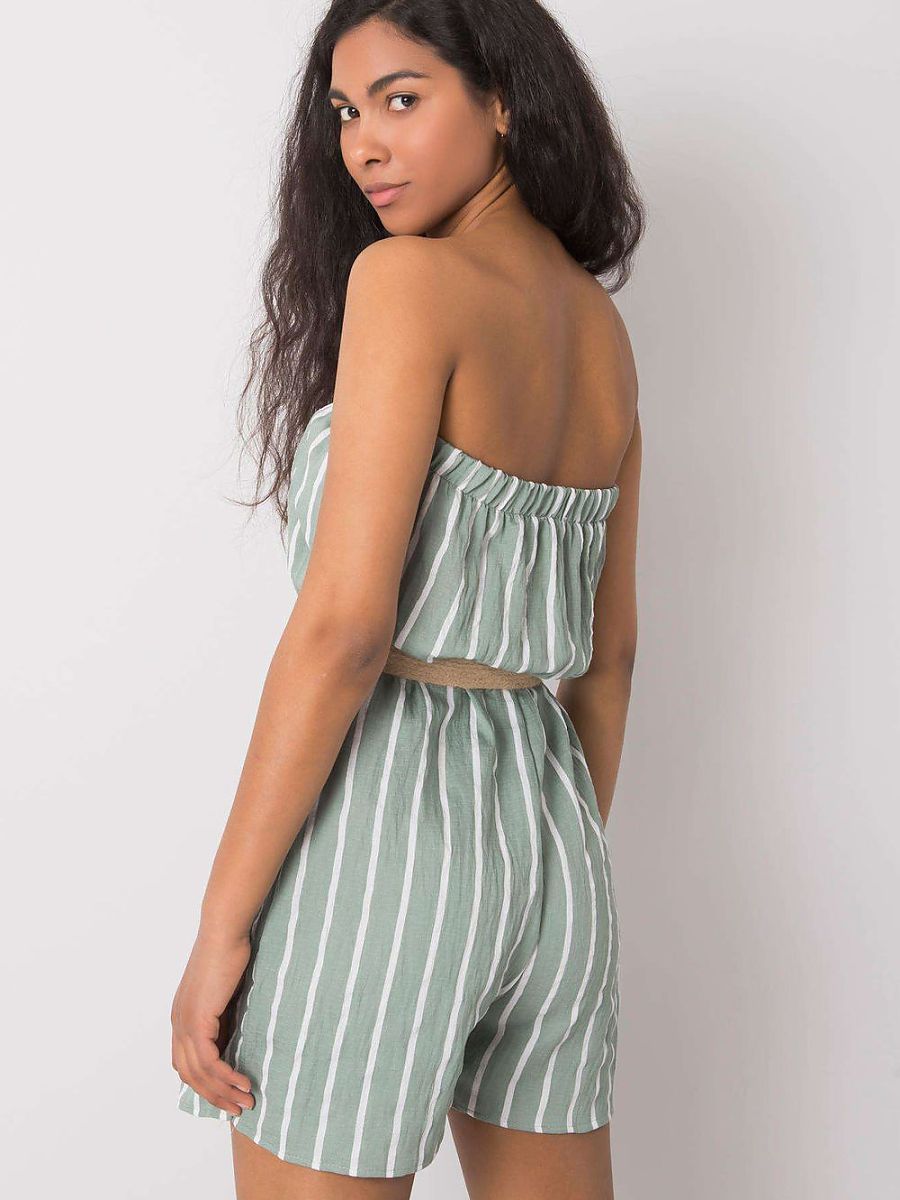 Macacão Listrado Casual Rue Paris Modelo 214471 Conforto Leve Composição Metade Algodão Metade Poliéster