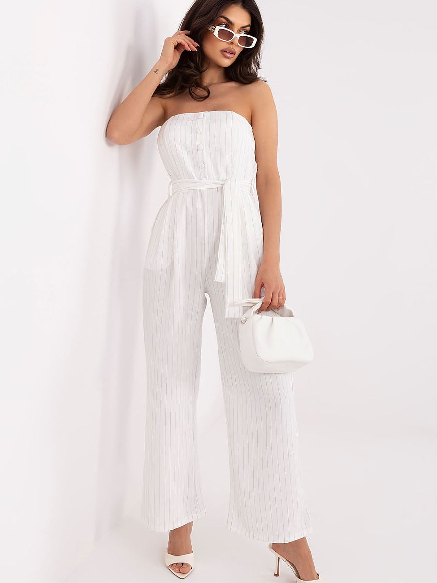 Macacão Listrado Modelo 226614 Italy Moda Elegante para Dia a Dia Ocasiões Formais