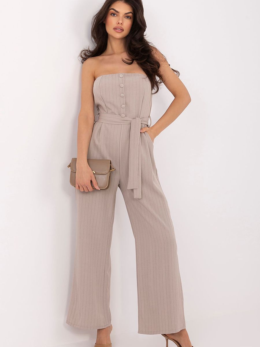 Macacão Listrado Modelo 226615 Italy Moda Elegância Moderna Para Dia a Dia e Ocasiões Formais