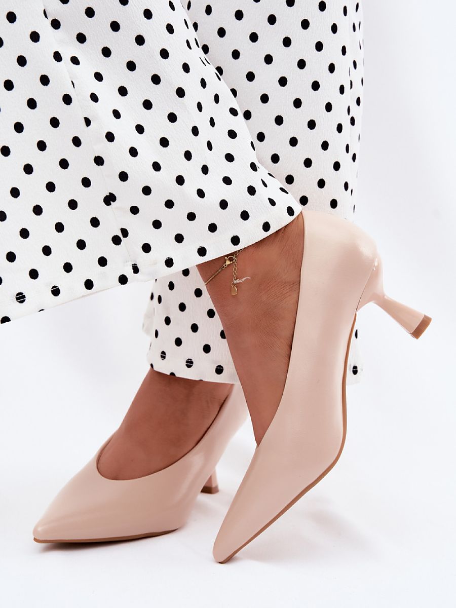 Scarpins De Couro Ecológico Com Salto Fino Modelo 228763 Bico Fino Feminino Para Ocasiões Especiais