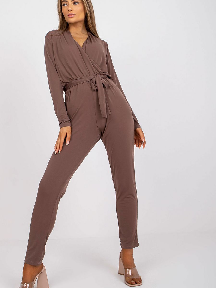 Macacão Manga Longa Ex Moda Modelo 164747 Frente Envelope Com Cinto Na Cintura Ajuste Elegante