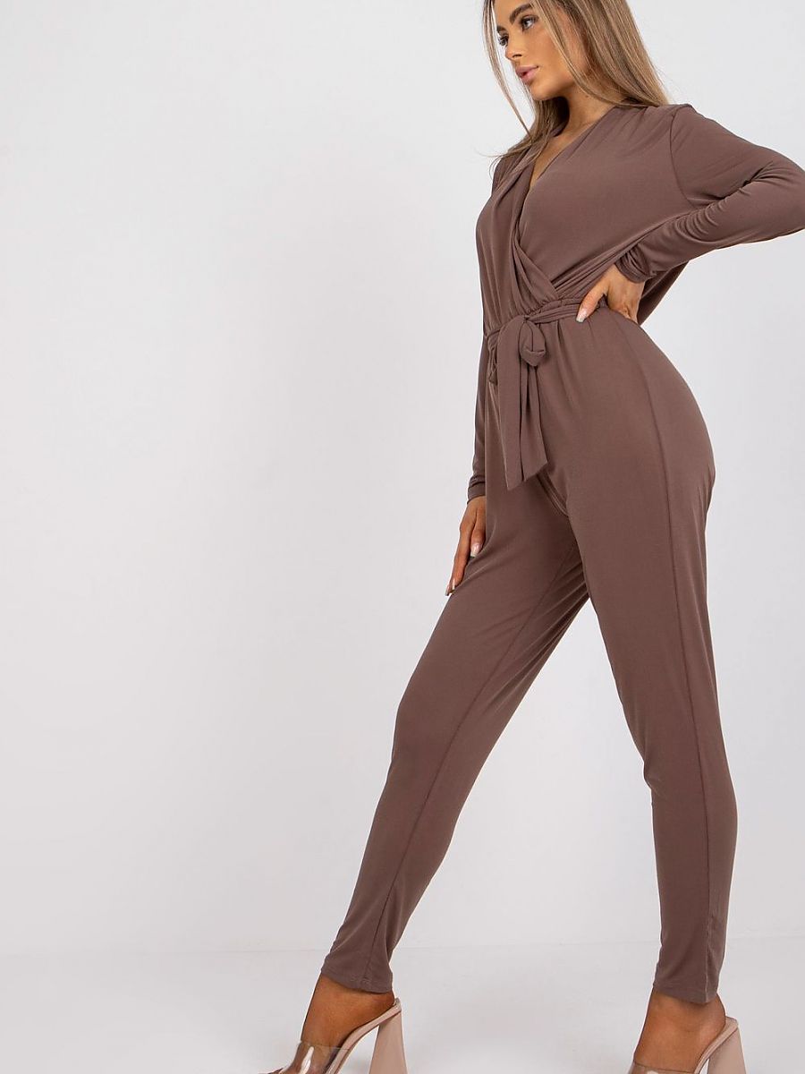 Macacão Manga Longa Ex Moda Modelo 164747 Frente Envelope Com Cinto Na Cintura Ajuste Elegante