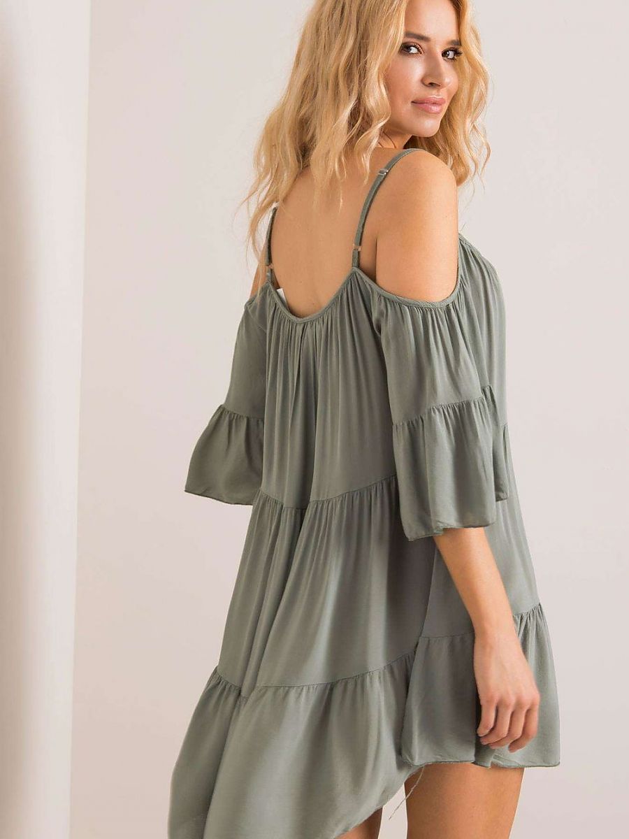 Vestido Daydress Modelo 165879 Och Bella Verão Com Silhueta Fluida Alças Ajustáveis E Decote Amarração