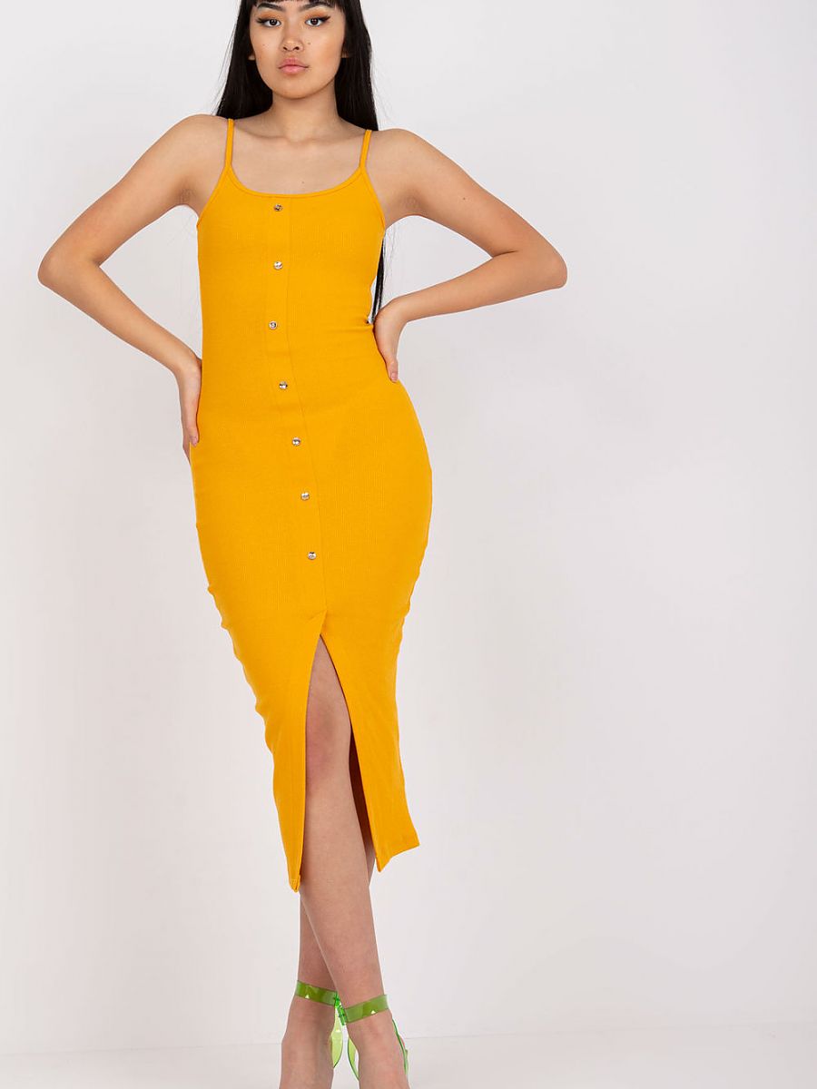 Vestido Verão Modelo 168159 Rue Paris Tecido Canelado Com Alças Botões Frontais Lápis Conforto Algodão 90 Elastano 10
