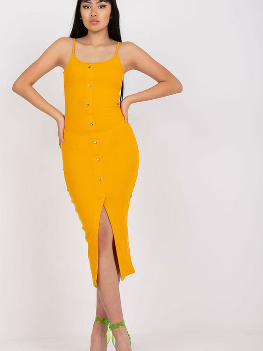 Vestido Verão Modelo 168159 Rue Paris Tecido Canelado Com Alças Botões Frontais Lápis Conforto Algodão 90 Elastano 10