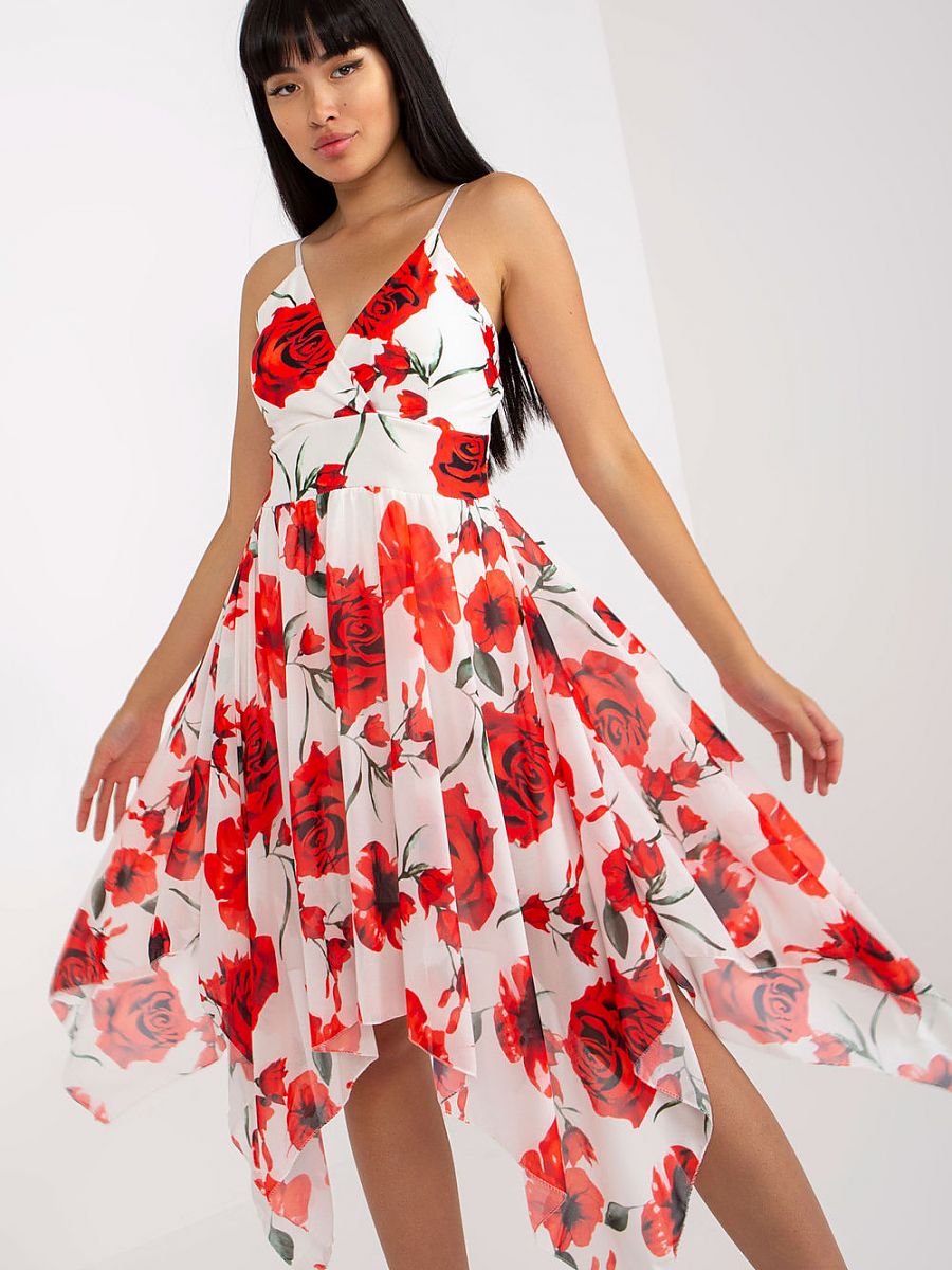 Vestido De Verão Daydress Modelo 169424 Italy Moda Com Alças Ajustáveis Decote Envelope Bojo Costurado Barra Assimétrica