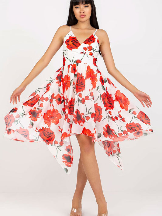 Vestido De Verão Daydress Modelo 169424 Italy Moda Com Alças Ajustáveis Decote Envelope Bojo Costurado Barra Assimétrica